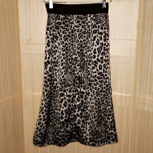 Grace Karin Womens Silver Animal Print Midi Skirt Small